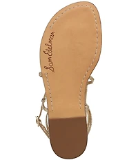 Sam Edelman Clarra Metallic Leather Strappy Flat Sandals