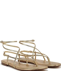 Sam Edelman Clarra Metallic Leather Strappy Flat Sandals