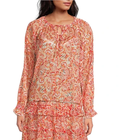 Sam Edelman Coordinating Kelsie Split V-Neck Long Sleeve Blouse