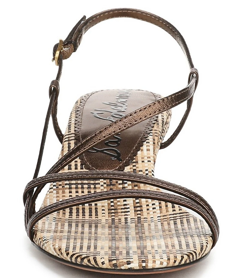 Sam Edelman Cora Metallic Leather Woven Strappy Ankle Strap Dress Sandals