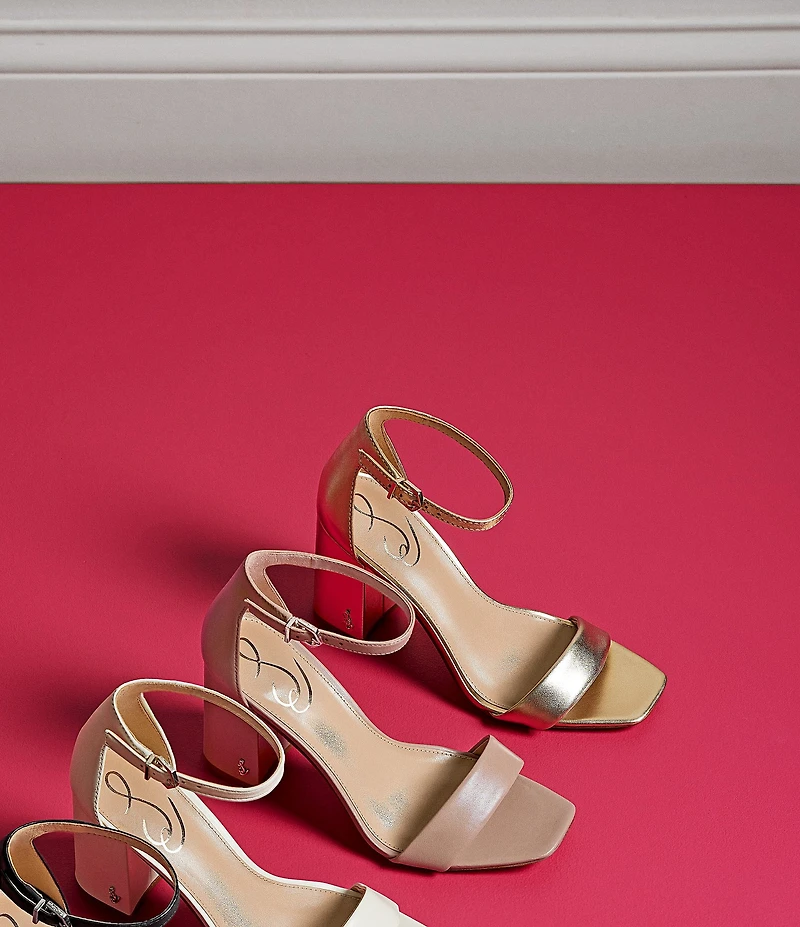Sam Edelman Daniella Leather Ankle Strap Square Toe Dress Sandals
