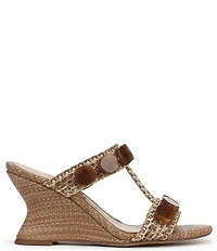 Sam Edelman Dante Stone Embellished Raffia T-Strap Wedge Slide Sandals
