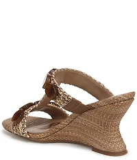 Sam Edelman Dante Stone Embellished Raffia T-Strap Wedge Slide Sandals