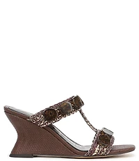 Sam Edelman Dante Stone Embellished Raffia T-Strap Wedge Slide Sandals