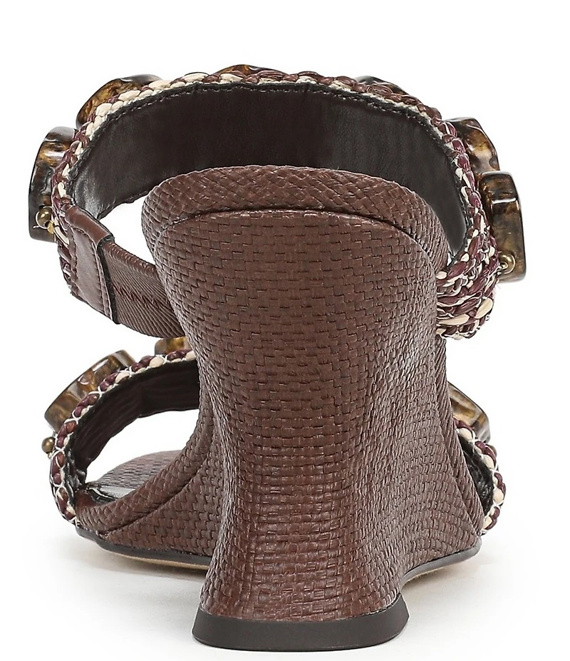 Sam Edelman Dante Stone Embellished Raffia T-Strap Wedge Slide Sandals