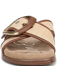 Sam Edelman Darla Basket Weave Multi Cross Buckle Hardware Slide Sandals