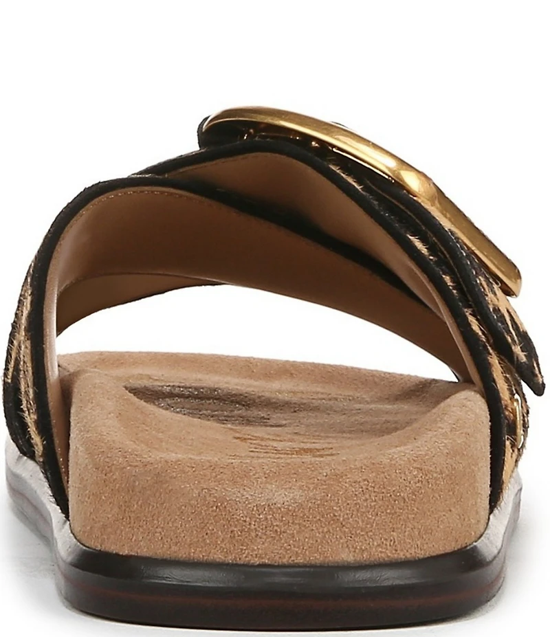 Sam Edelman Darla Leopard Print Calf Hair Criss Cross Buckle Hardware Slide Sandals