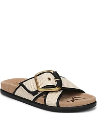 Sam Edelman Darla Raffia Multi Criss Cross Buckle Hardware Slide Sandals