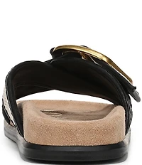 Sam Edelman Darla Raffia Multi Criss Cross Buckle Hardware Slide Sandals