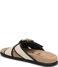 Sam Edelman Darla Raffia Multi Criss Cross Buckle Hardware Slide Sandals