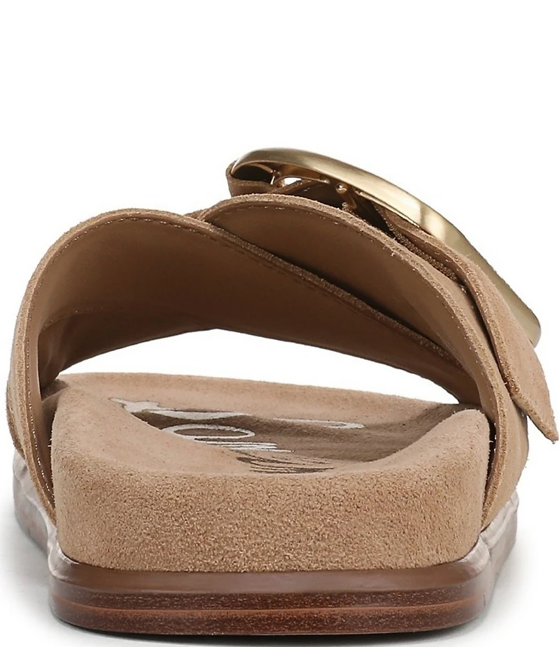 Sam Edelman Darla Suede Cross Buckle Hardware Platform Slide Sandals