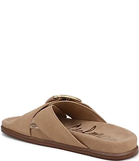Sam Edelman Darla Suede Cross Buckle Hardware Platform Slide Sandals