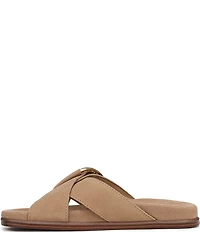 Sam Edelman Darla Suede Cross Buckle Hardware Platform Slide Sandals