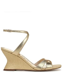 Sam Edelman Davi Leather and Raffia Ankle Wrap Wedge Dress Sandals