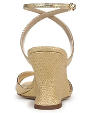 Sam Edelman Davi Leather and Raffia Ankle Wrap Wedge Dress Sandals