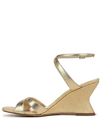 Sam Edelman Davi Leather and Raffia Ankle Wrap Wedge Dress Sandals