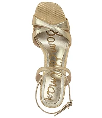 Sam Edelman Davi Leather and Raffia Ankle Wrap Wedge Dress Sandals