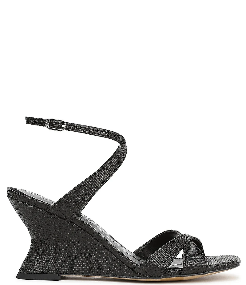 Sam Edelman Davi Raffia Ankle Wrap Wedge Dress Sandals