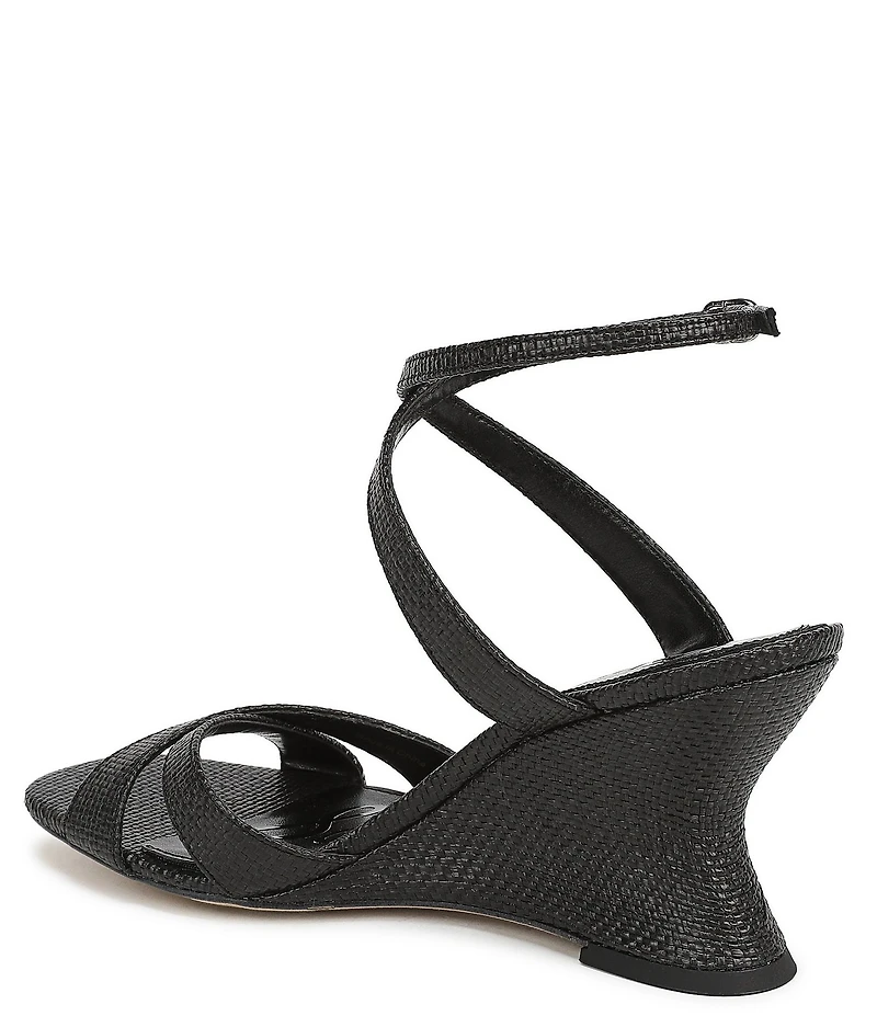 Sam Edelman Davi Raffia Ankle Wrap Wedge Dress Sandals