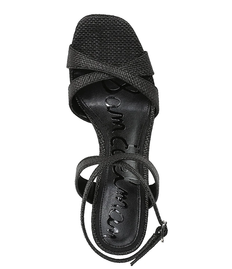 Sam Edelman Davi Raffia Ankle Wrap Wedge Dress Sandals