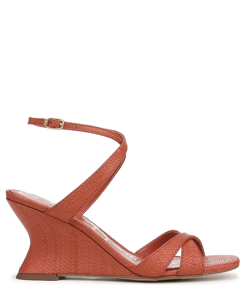 Sam Edelman Davi Raffia Ankle Wrap Wedge Dress Sandals