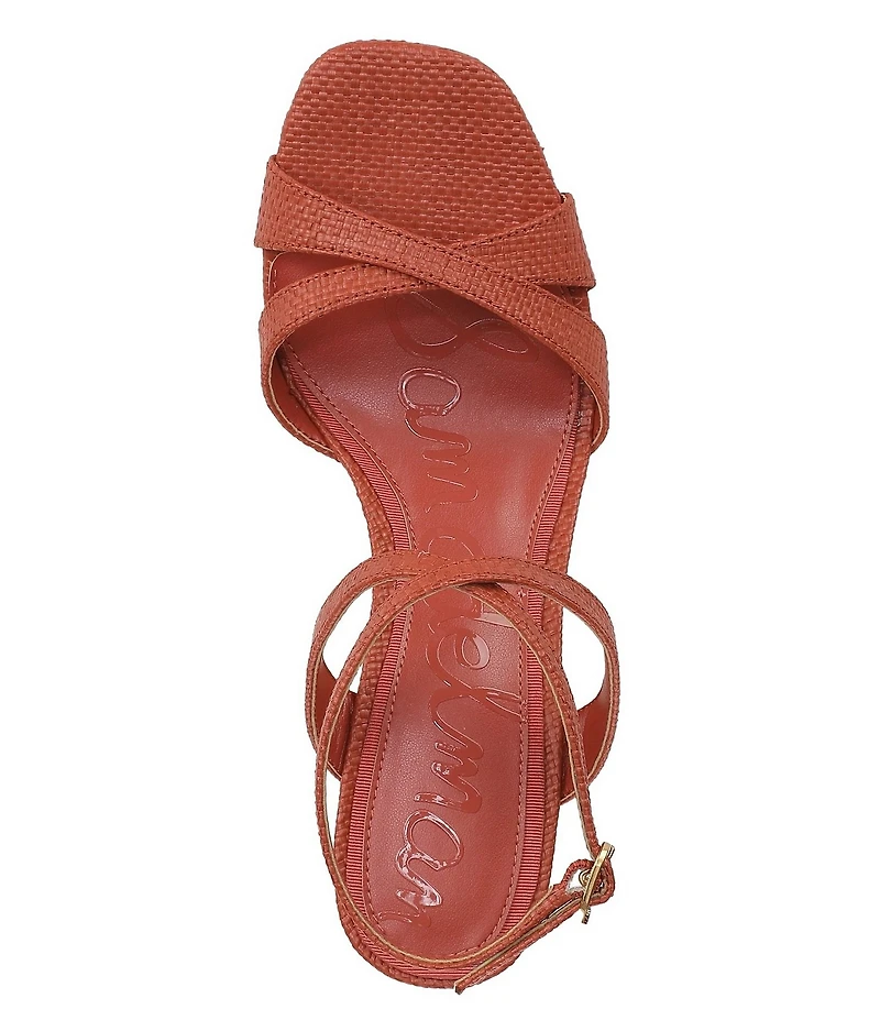 Sam Edelman Davi Raffia Ankle Wrap Wedge Dress Sandals