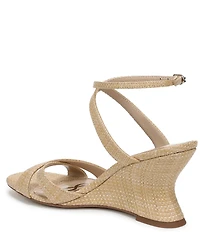 Sam Edelman Davi Raffia Ankle Wrap Wedge Dress Sandals