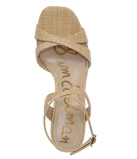 Sam Edelman Davi Raffia Ankle Wrap Wedge Dress Sandals