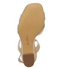 Sam Edelman Davi Raffia Ankle Wrap Wedge Dress Sandals