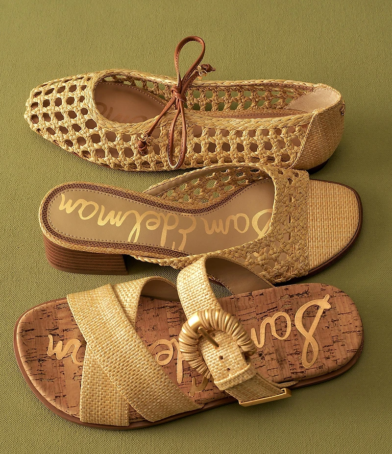 Sam Edelman Davi Raffia Ankle Wrap Wedge Dress Sandals