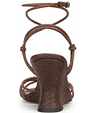 Sam Edelman Daxton Leather and Raffia Ankle Wrap Wedge Dress Sandals