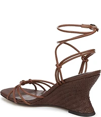 Sam Edelman Daxton Leather and Raffia Ankle Wrap Wedge Dress Sandals