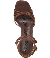 Sam Edelman Daxton Leather and Raffia Ankle Wrap Wedge Dress Sandals