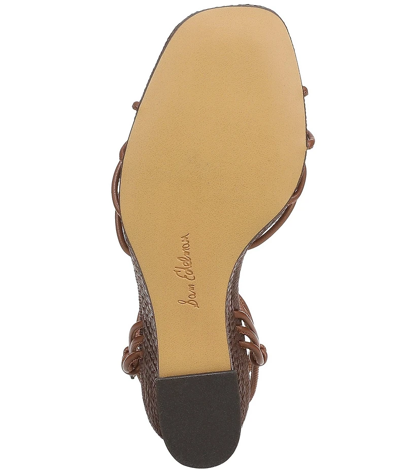Sam Edelman Daxton Leather and Raffia Ankle Wrap Wedge Dress Sandals