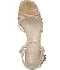 Sam Edelman Daxton Leather and Raffia Ankle Wrap Wedge Dress Sandals