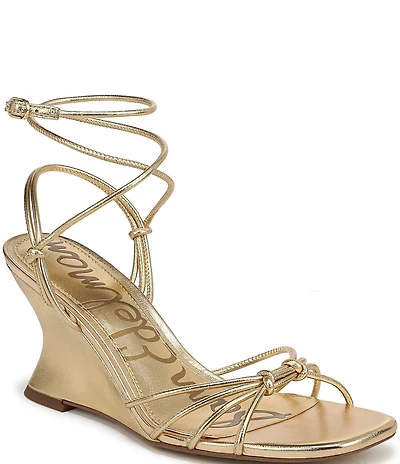 Sam Edelman Daxton Leather Ankle Wrap Wedge Dress Sandals