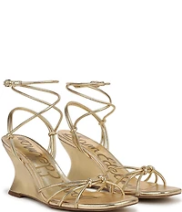 Sam Edelman Daxton Leather Ankle Wrap Wedge Dress Sandals