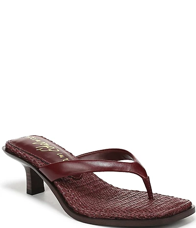 Sam Edelman Dollie Leather Woven Kitten Heel Thong Sandals