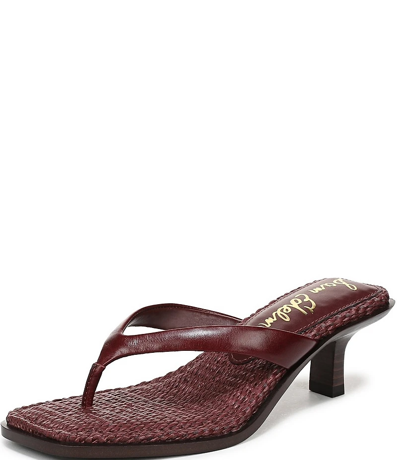 Sam Edelman Dollie Leather Woven Kitten Heel Thong Sandals