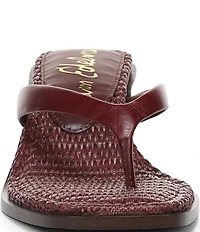 Sam Edelman Dollie Leather Woven Kitten Heel Thong Sandals