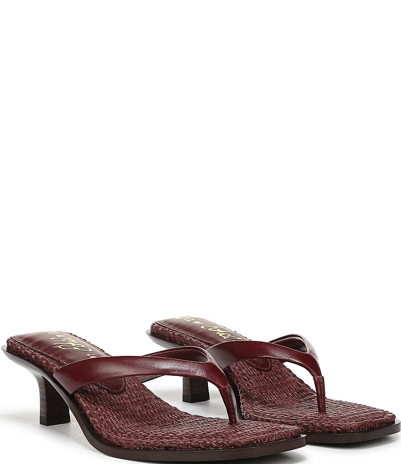 Sam Edelman Dollie Leather Woven Kitten Heel Thong Sandals
