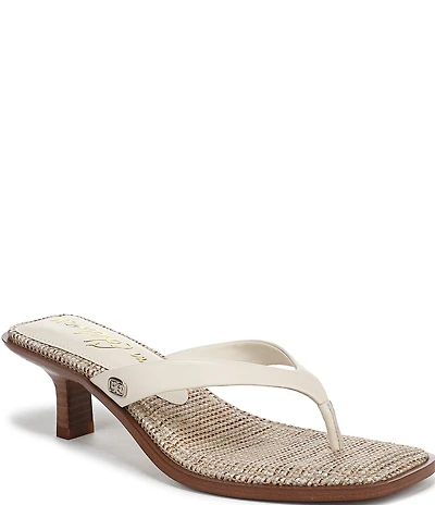 Sam Edelman Dollie Leather Woven Kitten Heel Thong Sandals
