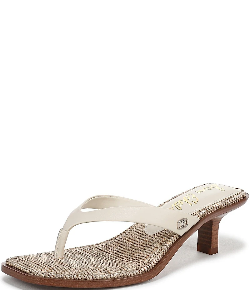 Sam Edelman Dollie Leather Woven Kitten Heel Thong Sandals
