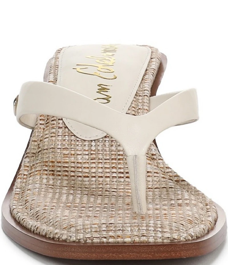 Sam Edelman Dollie Leather Woven Kitten Heel Thong Sandals
