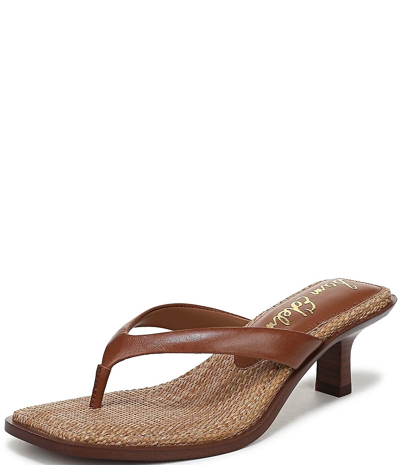 Sam Edelman Dollie Leather Woven Kitten Heel Thong Sandals