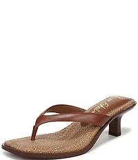 Sam Edelman Dollie Leather Woven Kitten Heel Thong Sandals