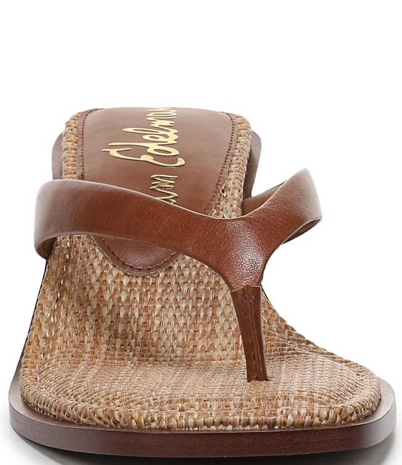 Sam Edelman Dollie Leather Woven Kitten Heel Thong Sandals