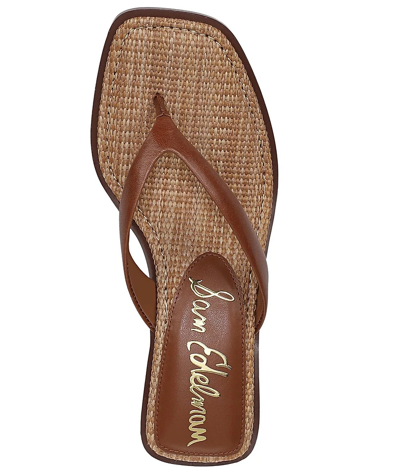 Sam Edelman Dollie Leather Woven Kitten Heel Thong Sandals