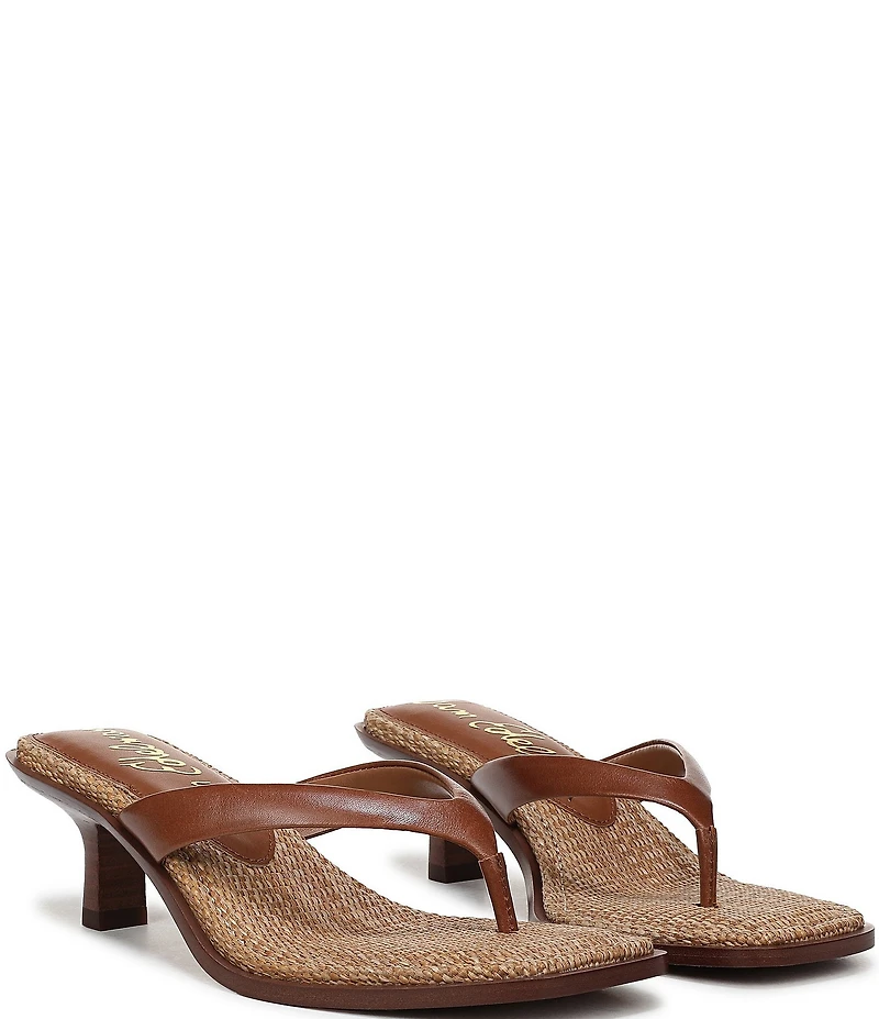 Sam Edelman Dollie Leather Woven Kitten Heel Thong Sandals