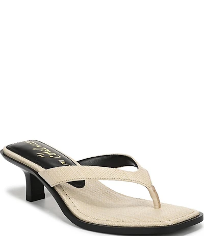 Sam Edelman Dollie Woven Raffia Kitten Heel Thong Sandals